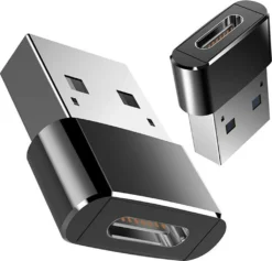 OTB Adapter Slim Kompatibel Zu USB-A 2.0 Stecker Auf USB Type C (USB-C) Buchse - Schwarz