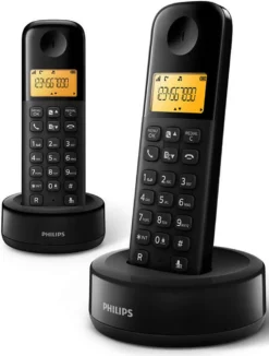 Philips D160 DUO Schnurloses Telefon - 4,1-cm-Display - Schwarz - Plug-and-Play - Lautstärkeregler - Nummererkennung - Optimiertes Design -Elektronikpunkt 6528e3d878475c8ce62ebdcb3f4ac0c1