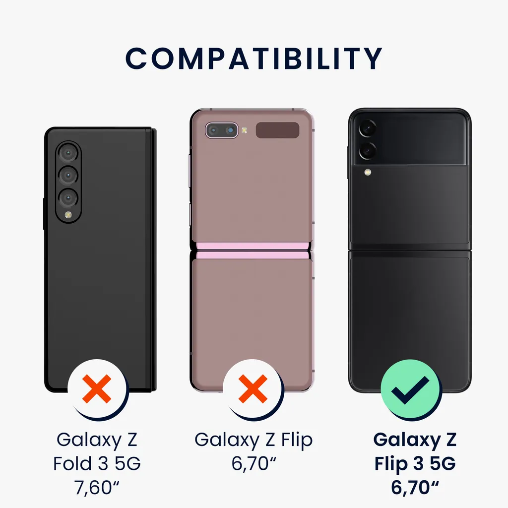 Kwmobile Flip Hardcase Kompatibel Mit Samsung Galaxy Z Flip 3 5G - Hülle Für Foldable Handy - Handyhülle In Schwarz 5 Kwmobile Flip Hardcase Kompatibel Mit Samsung Galaxy Z Flip 3 5G - Hülle Für Foldable Handy - Handyhülle In Schwarz – Bild 3