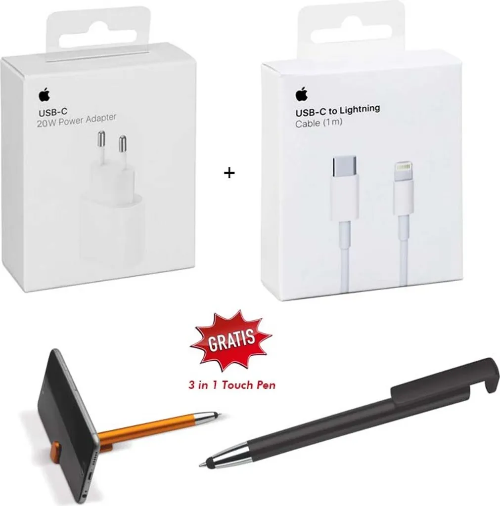 Original Apple IPhone 12 / 12 Mini / 12 Pro / 12 Pro Max - 20w USB-C Power Adapter Netzteil Ladegerät + (1m) USB-C To Lightning Cable Ladekabel - Gratis 3in1 Kugelschreiber 3 Original Apple IPhone 12 / 12 Mini / 12 Pro / 12 Pro Max - 20w USB-C Power Adapter Netzteil Ladegerät + (1m) USB-C To Lightning Cable Ladekabel - Gratis 3in1 Kugelschreiber