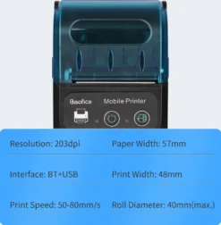 Bisofice Tragbarer 58-mm-Beleg-Thermodrucker 2 Zoll Mini Mobile Pocket Printers Mit 1 Thermopapierrolle USB & Wireless BT-Verbindung Kompatibel Mit Windows/Android/iOS Fue R Office Market Restaurant Sales Retail Shop -Elektronikpunkt 6c12268a17d41195343e778a08a08196