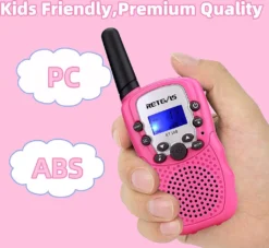 Retevis RT388 Walkie Talkie Kinder,8 Kanäle Funkgerät Größere Reichweite Mit Taschenlampe VOX,Geschenke Spielzeug Ab 3-12 Jahre Für Reise,im Freien (1 Paar,Rosa) -Elektronikpunkt 72aa4f3ae6a47949b322f3564846a487
