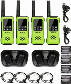 Retevis RT649P Walkie Talkie Wiederaufladbar, Wasserdichter IP67-Schwimmer, PMR 446, 16 Kanäle Lizenzfrei, LED-Taschenlampe, CTCSS/DCS VOX, Walkie Talkie-Headset Für Rettung(2 Paar, Grün) -Elektronikpunkt 7630b2661bcf7d738c5d730c25ba903e