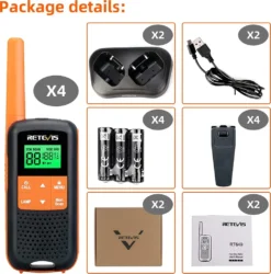 Retevis RT649 Wasserdicht Walkie Talkie 4er Set, PMR 446 Lizenzfrei, USB Aufladbar,16 Kanäle VOX, LED Taschenlampe, Scan, Lange Reichweite Funkgerät Set (Orange, 4er) -Elektronikpunkt 763d68a054289c0083065d48118efdf8