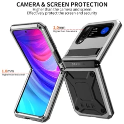 Für Samsung Galaxy Z Flip4 5G Stoßfeste Metall Design Handy Tasche Hülle Etuis Silber -Elektronikpunkt 76ff7e38e7552a4561201b21282ba663