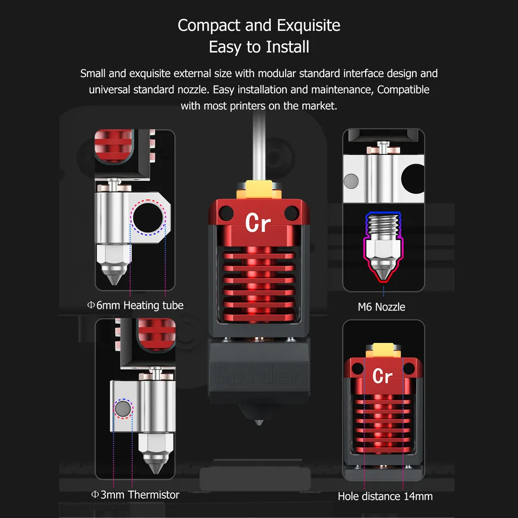 CREALITY 3D Spider Hochtemperatur-Hotend Mit Schneller Waermeableitung Fuer 3D-Drucker Ender-3 Pro/Ender-3/Ender-3 V2/Ender-5/Ender-2/CR-10 S5/CR-10/CR-20 Pro Support PLA ABS-PETG-TPU-Nylon-Filament 7 CREALITY 3D Spider Hochtemperatur-Hotend Mit Schneller Waermeableitung Fuer 3D-Drucker Ender-3 Pro/Ender-3/Ender-3 V2/Ender-5/Ender-2/CR-10 S5/CR-10/CR-20 Pro Support PLA ABS-PETG-TPU-Nylon-Filament – Bild 5