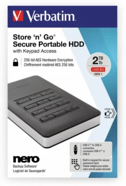 VERBATIM 2,5'' 2TB HDD Secure USB 3.1 Mit Tastatur-Zugriff -Elektronikpunkt 784b13042bf80a262ca018f29a51e868