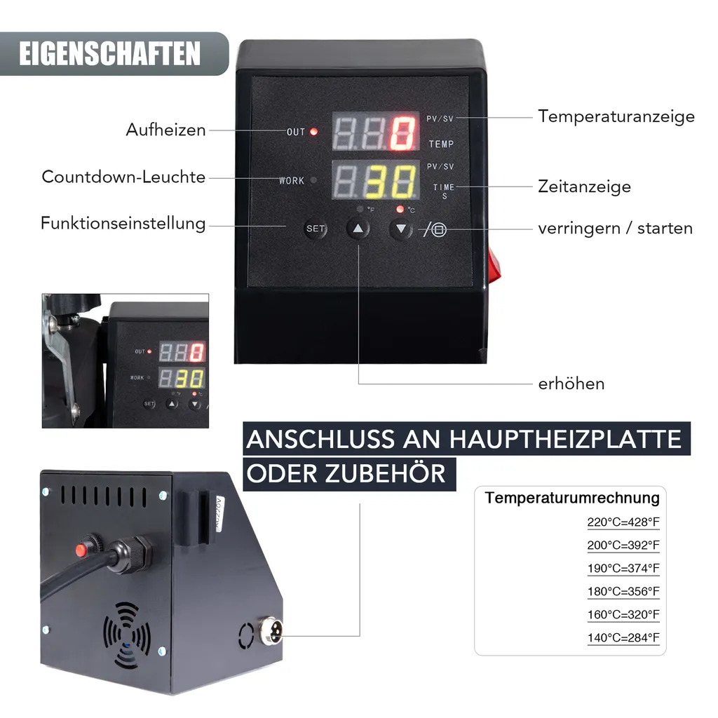 Crenex 5-IN-1 38x38cm Transferpresse T-Shirtpresse Textildruck Heißpresse Hitzepresse 7 Crenex 5-IN-1 38x38cm Transferpresse T-Shirtpresse Textildruck Heißpresse Hitzepresse – Bild 5