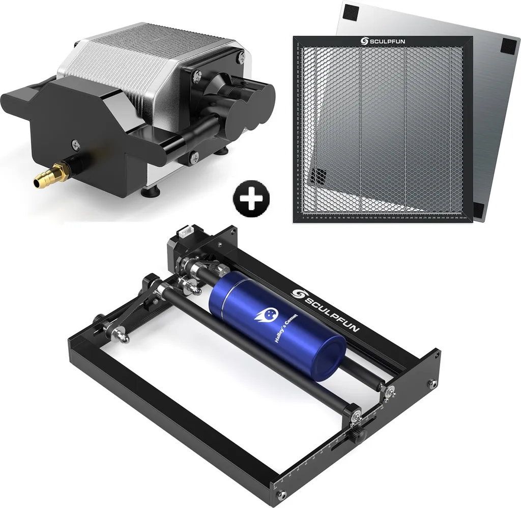 SCULPFUN 30L/Min Air Assist System+SCUL PFUN Walze Roller Set+Wabenarbeitstisch Stahlplatte 400 X 400 Mm SCULP FUN 3 SCULPFUN 30L/Min Air Assist System+SCUL PFUN Walze Roller Set+Wabenarbeitstisch Stahlplatte 400 X 400 Mm SCULP FUN