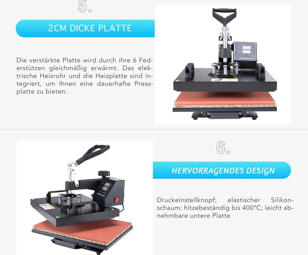 Crenex 30x38cm Hitzepresse Heißpresse T-Shirtpresse Transferpresse Textilpresse 9 Crenex 30x38cm Hitzepresse Heißpresse T-Shirtpresse Transferpresse Textilpresse – Bild 7