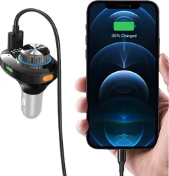 Bluetooth FM Transmitter Für Auto Mit Freisprecheinrichtung Und Navigation, Kabellos FM Bluetooth Adapter Auto Mit Bunte LED-Leuchte (7 Farbe), Kfz-Radio FM Transmitter Unterstützt TF-Karte USB-Drive Musiksteuerung, USB-A USB-C Dual USB-Ladegerät Mit PD 22.5W Schnellladung Für Smartgeräte, Handy Freisprechanlagen, GPS-Geräte -Elektronikpunkt 8435b44e83c43634b7aa4e9040d10434