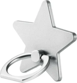 360 Ring Selfie Strap Halter Halterung Handy Finger Griff Holder - Stern - Silber