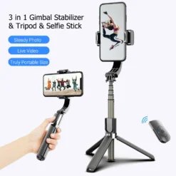 3 In 1 Telefon Gimbal Stabilizer Selfie Stick Stativ 86 Cm 5-teilig Mit Fernausloeser Telefonklemme Smart Drehbar Kompatibel Mit Ios HUAWEI Smartphones -Elektronikpunkt 88e9cea42837db5cb398bfd80292ade5