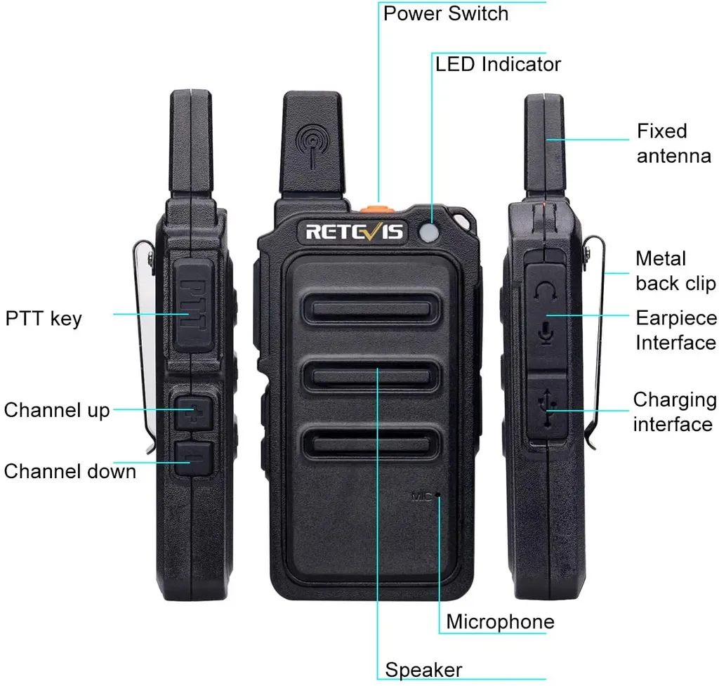 Retevis RT619 Funkgerät Mit Headset, PMR Walkie Talkies Set, 16 Kanäle VOX Squelch 1300mAh Wiederaufladbar Micro USB , Funkgeräte Set Für Baustelle, Sicherheitsdienst, Logistikunternehmen, Schule(4 Pack, Schwarz) 4 Retevis RT619 Funkgerät Mit Headset, PMR Walkie Talkies Set, 16 Kanäle VOX Squelch 1300mAh Wiederaufladbar Micro USB , Funkgeräte Set Für Baustelle, Sicherheitsdienst, Logistikunternehmen, Schule(4 Pack, Schwarz) – Bild 2