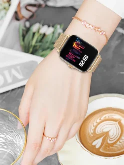 TPFNet Smartwatch Mit Milanaise Armband + Silikon Armband - Individuelles Display - Smart Watch Armbanduhr - Modell SW3 - Rosa -Elektronikpunkt 8f45a1821edc0a0ef1ae7a3254a37a74