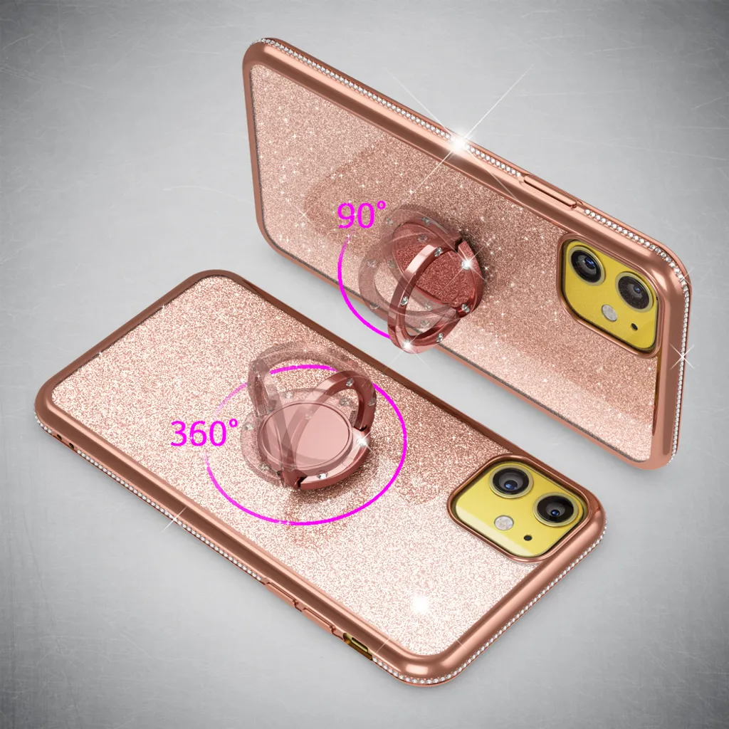 NALIA Ring Handyhülle Kompatibel Mit IPhone 11 Hülle, Glitzer Silikon Schutzhülle Mit 360-Grad Finger-Halter, Stoßfeste Diamant Handy-Tasche Glitter Case Bling Cover Soft Bumper Etui, Farbe:Rose Gold 5 NALIA Ring Handyhülle Kompatibel Mit IPhone 11 Hülle, Glitzer Silikon Schutzhülle Mit 360-Grad Finger-Halter, Stoßfeste Diamant Handy-Tasche Glitter Case Bling Cover Soft Bumper Etui, Farbe:Rose Gold – Bild 3