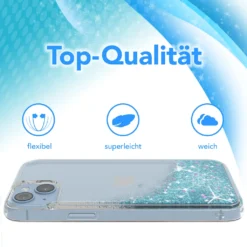 EAZY CASE Hülle Kompatibel Mit Apple IPhone 14 Plus Schutzhülle Mit Flüssig-Glitzer, Handyhülle, TPU / Silikon, Transparent / Durchsichtig, Blau -Elektronikpunkt 95031fd73678d674029e280cec4bc2da