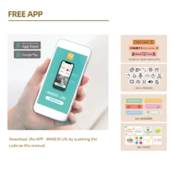 MAKEID Tragbarer Mini-Taschendrucker Thermo-Etikettendruckmaschine Drahtlose BT-Verbindung Mit 1 Rolle Etikettenpapierband Tintenfreier Druck DIY-Aufkleber Kompatibel Mit IOS Android Fuer Home Office Schulreisen -Elektronikpunkt 9603fb7552691563a9bf68e770ad14b7