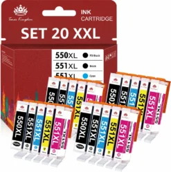 Toner Kingdom 20er XXL Druckerpatronen Für Canon PGI-550 CLI-551 Pixma IP8750 IP7250 IP7200 IX6850 IX6800 MG5400 MG5450 MG5550 MG5600 MG5650 MG6400 MG6450 MG6600 MG6650 MG7500 MG7550 MX925 MX920 MX725