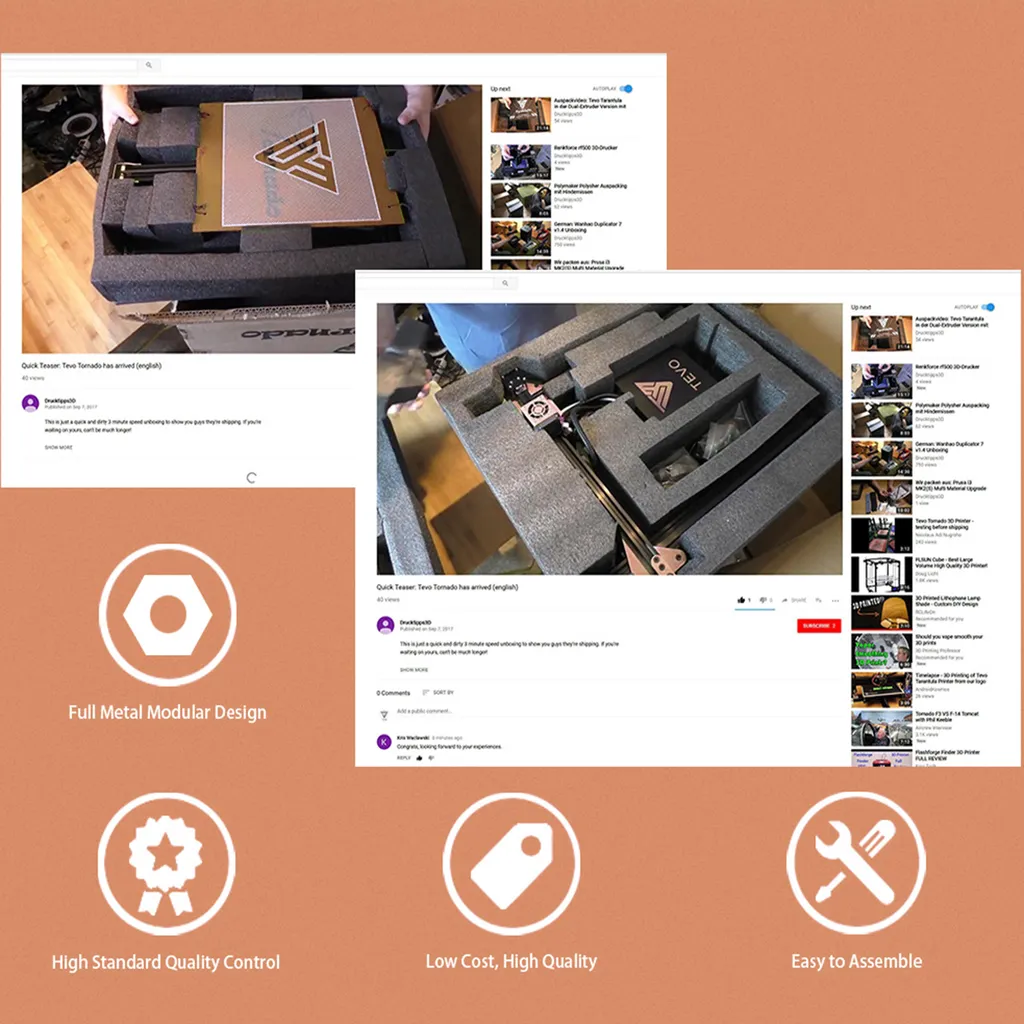 TEVOUP TORNADO 3D-Drucker 300 X 300 X 400 Mm Bauvolumen DIY Titan Extruder MK8 Düse 2,5 Zoll Touchscreen Für 1,75 Mm Filament PETG/PLA/PVA/Holz 9 TEVOUP TORNADO 3D-Drucker 300 X 300 X 400 Mm Bauvolumen DIY Titan Extruder MK8 Düse 2,5 Zoll Touchscreen Für 1,75 Mm Filament PETG/PLA/PVA/Holz – Bild 7