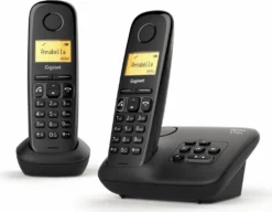 Gigaset Schnurloses A 270 A Duo Telefon 3,81 Cm Beleuchtetes Display Schwarz