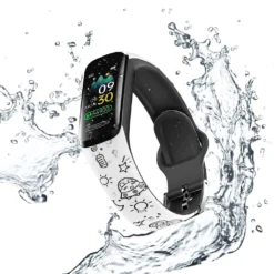 HOAIYO Smartwatch V101-C Smartwatch (0.96 Zoll), Fitness Tracker Für Kinder Teenager, Mit Schrittzähler Pulsuhr Kalorienzähler Und Schlafmonitor, IP68 Wasserdicht Aktivitätstracker,2*Wechselarmband -Elektronikpunkt 9a036360971f74f95898a657f8a6a773