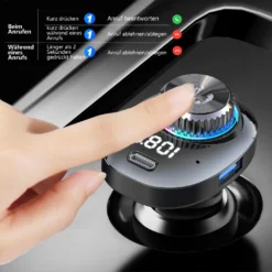 Bluetooth FM Transmitter Für Auto Mit Freisprecheinrichtung Und Navigation, Kabellos FM Bluetooth Adapter Auto Mit Bunte LED-Leuchte (7 Farbe), Kfz-Radio FM Transmitter Unterstützt TF-Karte USB-Drive Musiksteuerung, USB-A USB-C Dual USB-Ladegerät Mit PD 22.5W Schnellladung Für Smartgeräte, Handy Freisprechanlagen, GPS-Geräte -Elektronikpunkt 9bbc3ef138e78880fbd8983fdbc24a0e