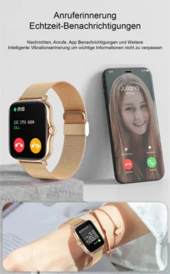 TPFNet Smartwatch Mit Milanaise Armband + Silikon Armband - Individuelles Display - Smart Watch Armbanduhr - Modell SW3 - Rosa -Elektronikpunkt 9fb209b70baa576d20495df26ff5c498