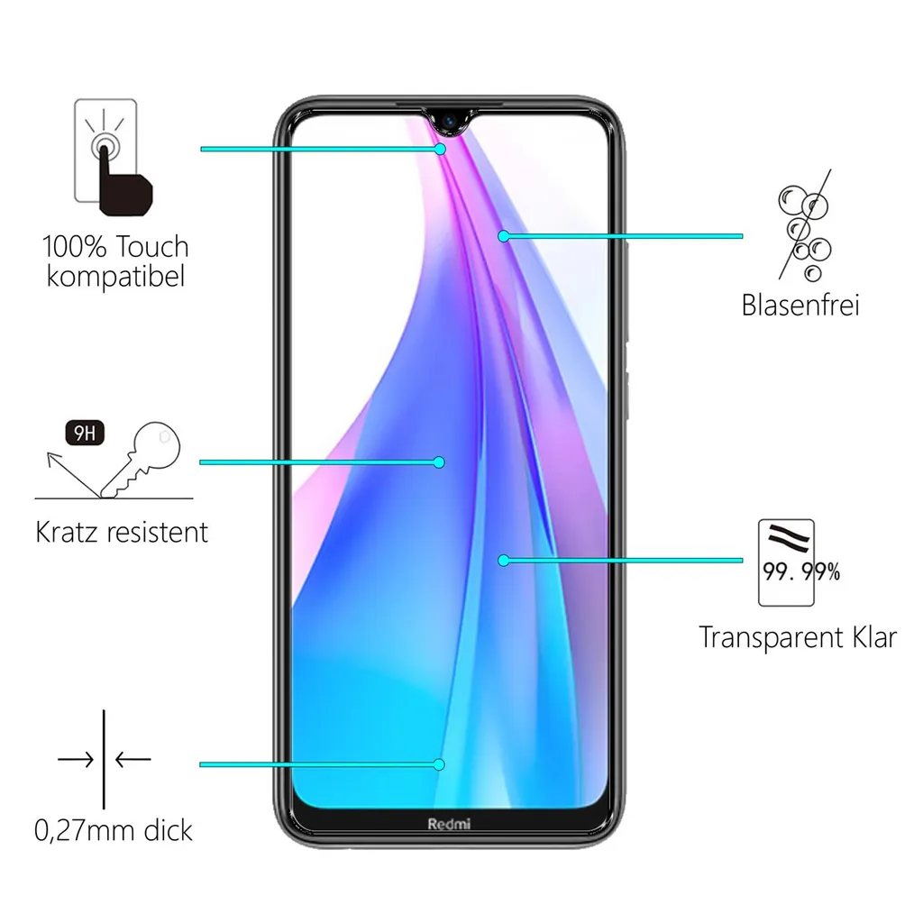 Panzerglas Für Xiaomi Redmi Note 8T Glas Folie Displayschutz Schutzfolie 5 Panzerglas Für Xiaomi Redmi Note 8T Glas Folie Displayschutz Schutzfolie – Bild 3