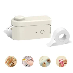 MAKEID Tragbarer Mini-Taschendrucker Thermo-Etikettendruckmaschine Drahtlose BT-Verbindung Mit 1 Rolle Etikettenpapierband Tintenfreier Druck DIY-Aufkleber Kompatibel Mit IOS Android Fuer Home Office Schulreisen