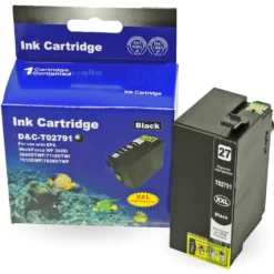Kompatibel Druckerpatrone Epson 27XL Tinte Schwarz, Black Für Epson Workforce WF-3620DF, WF-3620DWF, WF-3640DTWF, WF-7110DTW, WF-7610DWF, WF-7620DTWF, WF-7710DTW. Ersetzt Epson Weckertinte C13T27914010 Alternativ-Patrone 27XXL