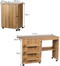Nähtisch Nähmaschinenschrank Faltbar, Nähschrank Nähmöbel, Mehrzwecktisch Mit 4 Rollen (Natur) -Elektronikpunkt a91ed92f144fe92cffd1ffcc9983a5ee