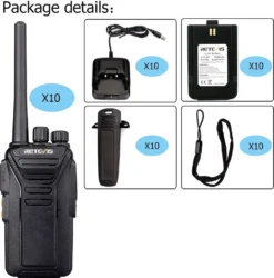 Retevis RT27 Funkgerät, PMR446 Walkie-Talkie Set 16 Kanäle CTCSS/DCS VOX Notanruf, Mit USB Ladeschale Walkie Talkie Für Baustelle Sicherheiten Spielplatz Schule (10 Stück, Schwarz) -Elektronikpunkt adca2ab1425104e95f3aee499aecb3f0