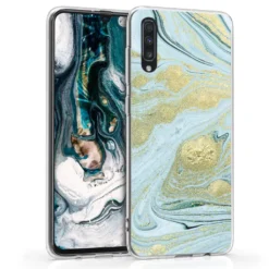 Kwmobile Hülle Kompatibel Mit Samsung Galaxy A70 - Handyhülle Silikon Case - Metall Marmor Gold Weiß Schwarz
