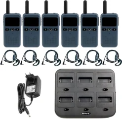 Retevis RB619 Funkgeräte Mit Headset, Walkie Talkie Mit 6-Wege-Ladegerät, Ferngespräch, 1650mAh, VOX, PMR446 Lizenzfrei Für Schule, Hotels, Museum (6 Stück, Marineblau) -Elektronikpunkt b2b8ee7c00a50ede9a9104aeb5c7c5af