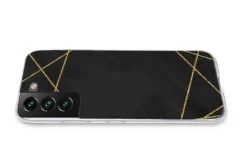 MuchoWow® Handyhülle Schutzhülle Hülle Für Samsung Galaxy S22 Plus Geometrisches Muster Aus Goldenen Linien Auf Schwarzem Hintergrund Silikon Softcase Handy Hülle - Schutzabdeckung -Elektronikpunkt b3621c7c61983231c2ed0904c38b4ec9