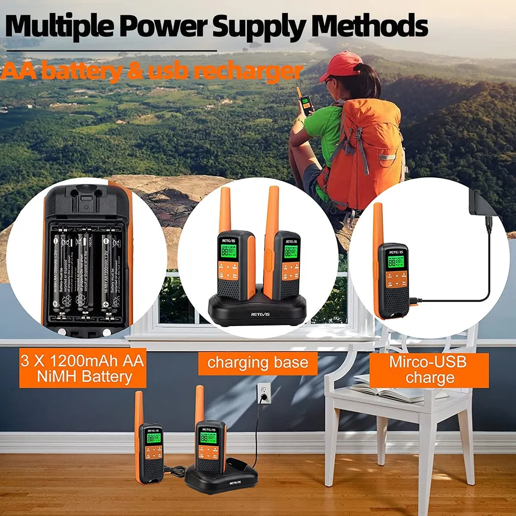 Retevis RT649 Walkie Talkie Set, Lizenzfrei PMR446 Funkgerät Set, 16 Kanäle VOX LED Taschenlampe IP65 Wasserdichtes Scan Zwei Lademethoden (Orange, 2 STK.) 5 Retevis RT649 Walkie Talkie Set, Lizenzfrei PMR446 Funkgerät Set, 16 Kanäle VOX LED Taschenlampe IP65 Wasserdichtes Scan Zwei Lademethoden (Orange, 2 STK.) – Bild 3