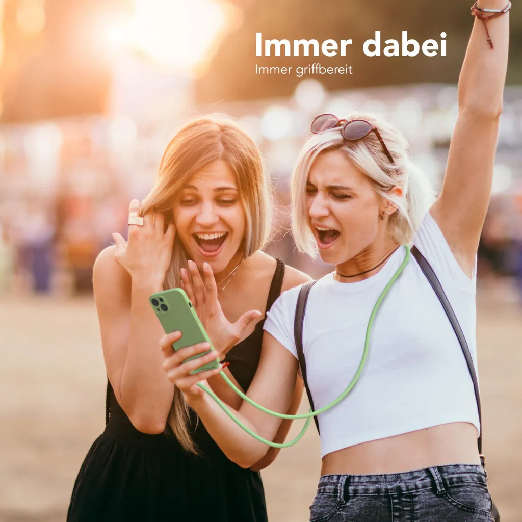 EAZY CASE Premium Silikon Handykette Kompatibel Mit Apple IPhone 13 Handyhülle Mit Umhängeband, Handykordel Mit Schutzhülle, Silikonhülle, Hülle Mit Band, Hell Grün 5 EAZY CASE Premium Silikon Handykette Kompatibel Mit Apple IPhone 13 Handyhülle Mit Umhängeband, Handykordel Mit Schutzhülle, Silikonhülle, Hülle Mit Band, Hell Grün – Bild 3