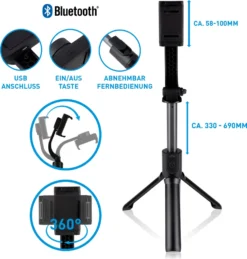 Grundig Gimbal Stabilisator - Selfie Stick - Mit Stativ - Automatischer Selfie Stick - Vlogs Und Action Bilder