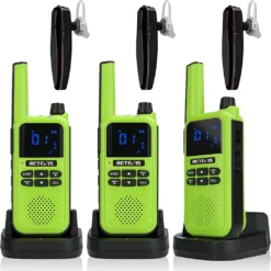 Retevis RA619 Walkie Talkie, Langstrecken Walkie Talkie Mit Bluetooth Headset, SOS Alarm, VOX, Taschenlampe, PMR446 2 Wege Radio Für Radfahren Im Freien (Grün, 3 Stück) Funkgeräte Set