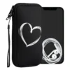 Kwmobile Handytasche Für Smartphones XL - 6,7/6,8" - Neopren Handy Tasche Hülle Cover Case Schutzhülle - Herz Brush Weiß Schwarz - 17,2 X 8,4 Cm Innenmaße -Elektronikpunkt c0ee502a90b3b4c319dfde77abbd19a8