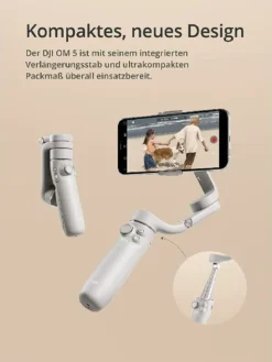 DJI OM 5 Gimbal Smartphone, 3-Achsen Stabilizer, Integrierter Verlngerungsstab, Handlicher Und Faltbarer Handy Gimbal Mit ShotGuides, Vlog-Stabilisierung, YouTube & TikTok-Videos, Wei -Elektronikpunkt c1e323d703ef1354dea25e8854bd57c6