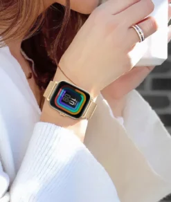 TPFNet Smartwatch Mit Milanaise Armband + Silikon Armband - Individuelles Display - Smart Watch Armbanduhr - Modell SW3 - Rosa -Elektronikpunkt c7d1c56c2f89896e04d4a3f8597f7de3