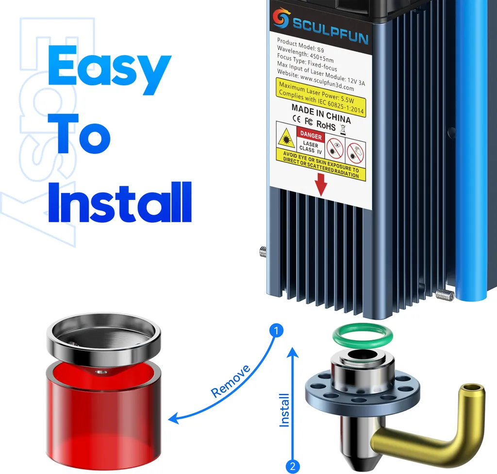 SCULPFUN Air Assist Nozzle Kit (mit 220V, 30L/Min Luftunterstützung), Für S9 90W SCULPFUN Graviermaschinen,5W Optischer Leistung Gravier Maschine(EU Plug) 10 SCULPFUN Air Assist Nozzle Kit (mit 220V, 30L/Min Luftunterstützung), Für S9 90W SCULPFUN Graviermaschinen,5W Optischer Leistung Gravier Maschine(EU Plug) – Bild 8