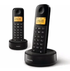 Philips D160 DUO Schnurloses Telefon - 4,1-cm-Display - Schwarz - Plug-and-Play - Lautstärkeregler - Nummererkennung - Optimiertes Design