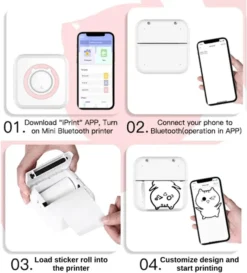 Welikera Mini-Taschenaufkleber-Drucker, Bluetooth Wireless Portable WLAN-Drucker Fotodrucker, Thermodrucker Für Etikett Drucker Kompatibel Mit 10 Druckpapier, Blau -Elektronikpunkt ce2e236384606a7b3cec16cf93e48b0c