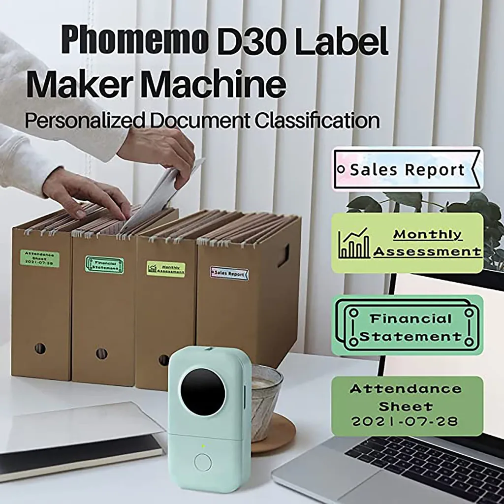 D30 Etikettendrucker Aufklebermaschine - 1 Klick Druck Thermoetikettendrucker Tragbarer, Vorgeschnittener Etikettenaufkleber, Kompatibel Mit IOS Android Für Unternehmen Zuhause Büro, Grün 8 D30 Etikettendrucker Aufklebermaschine - 1 Klick Druck Thermoetikettendrucker Tragbarer, Vorgeschnittener Etikettenaufkleber, Kompatibel Mit IOS Android Für Unternehmen Zuhause Büro, Grün – Bild 6