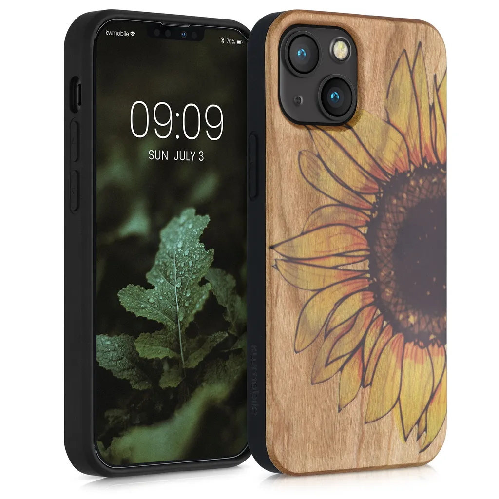 Kwmobile Hülle Kompatibel Mit Apple IPhone 13 Mini - Handyhülle Holz TPU Cover - Wood Sunflower Gelb Dunkelbraun Hellbraun 3 Kwmobile Hülle Kompatibel Mit Apple IPhone 13 Mini - Handyhülle Holz TPU Cover - Wood Sunflower Gelb Dunkelbraun Hellbraun