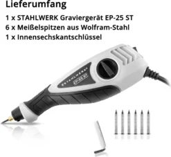 STAHLWERK Profi-Graviergerät EP-25 ST Gravurstift Gravierer Gravier-Set Zum Herstellen Von Gravuren -Elektronikpunkt d950a97b9fd14f31dc262365f39496e3