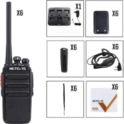 Retevis RT24V Freenet Funkgeräte Set, Professionelle PMR Funkgerät Großer Reichweite, Walkie Talkie Mit Headset 6-Wege-Ladegerät, 6 Kanäle Für Security, Polizei, Veranstaltung(6 Stück, Schwarz) -Elektronikpunkt d9fb0b3f4990e17b23fae45629bfe93f